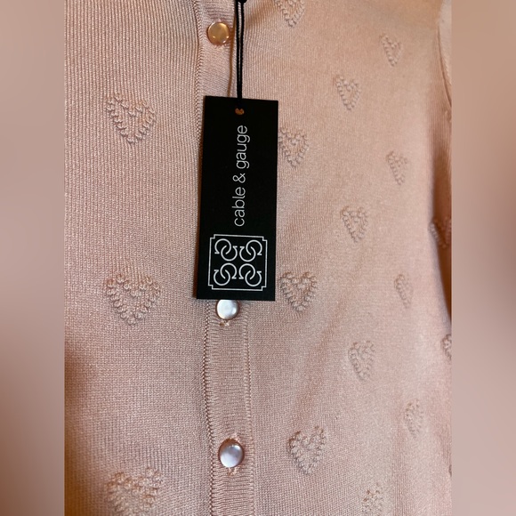 Cable & Gauge  | Pink Hearts Cardigan Small NWT - Picture 6 of 6